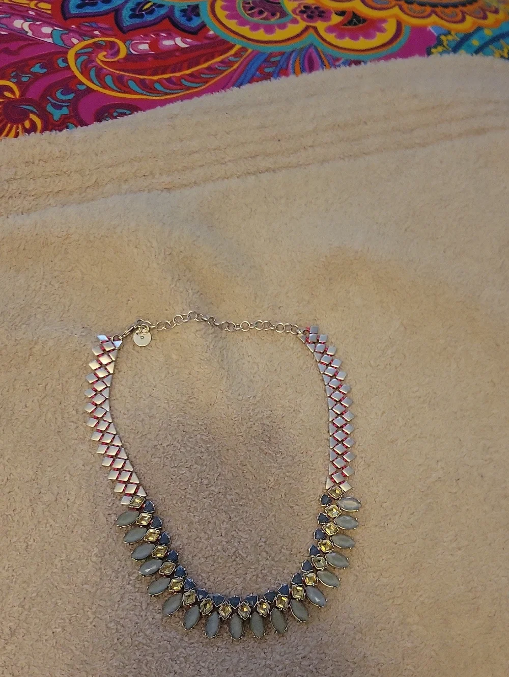 Stella & Dot Gold-Tone Necklace with Pale Blue and Navy Accents